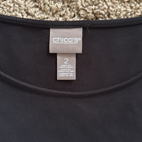 CHICO’S Women's Black Shortsleeved Top Sz Lg (Chico’s 2) - Picture 2 of 10